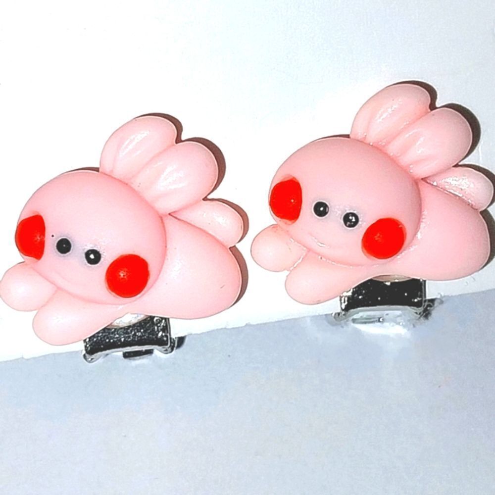 Beautiful girls pink bunny clip-on earrings for kids